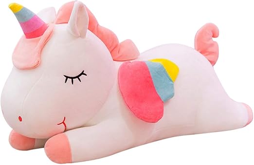 IMIKEYA Almohada de Tiro de Unicornio de 1 Pieza, Unicornio de Arcoiris de Peluche de Felpa, muñeca de Almohada de Juguete de Felpa para niños niñas Blanco: Amazon.es: Hogar