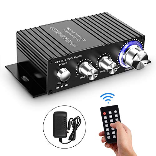 Mini Bluetooth Audio Amplifier Receiver Stereo Power Amp Remote USB Music Player with Power Supply