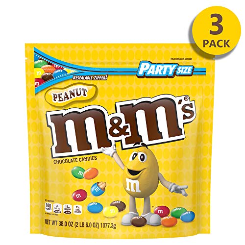 M&M's Peanut Chocolate Candy, 38 Oz Party Size Bag - Pack of 3