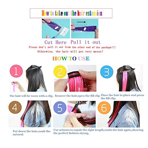 Liasun 10pcs Set Multi Colors Straight Highlight Clip In Hair