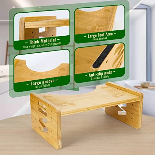 PRAGYM Toilet Stool, Poop Stool for Bathroom, MultiHeight & Angle