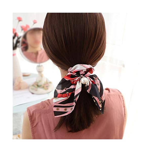 Pañuelo para el Cabello,COTEY 8 Piezas Banda Pelo de Flor de Gasa Universal Portátil Multipatrón Saten Scrunchies de… | DeHippies.com