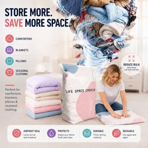 No Pump Vacuum Storage Bags, 5-Pack (2 X-Large + 3 Large), Reusable photo 9