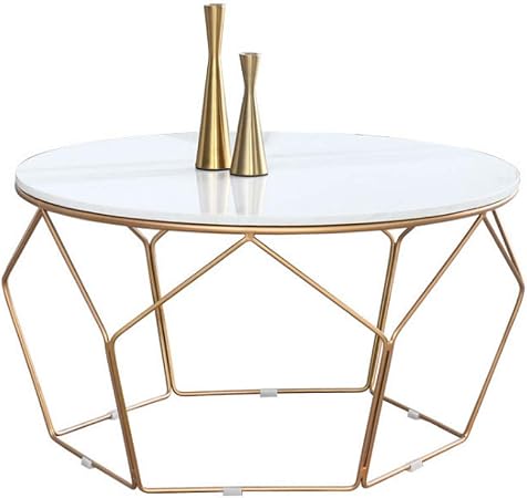 Elegant Round Coffee Table Mid Century Side Table Couch Desk Bedside For Decor Home Living Room Faux Marble Geometric Nesting Frame Amazon Co Uk Kitchen Home