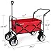 BEAU JARDIN Folding Push Pull Beach Wagon Collapsible Cart 300 Pound Capacity Utility Camping Grocery Canvas Portable Buggies Outdoor Garden Sport Heavy Duty Shopping Wide All Terrain Wheel BG229 Red