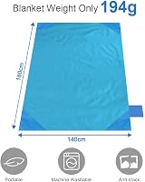 Ainiv Picnic Blanket 140x180 cm Foldable Beach Mat Waterproof Sandproof Blue view 2