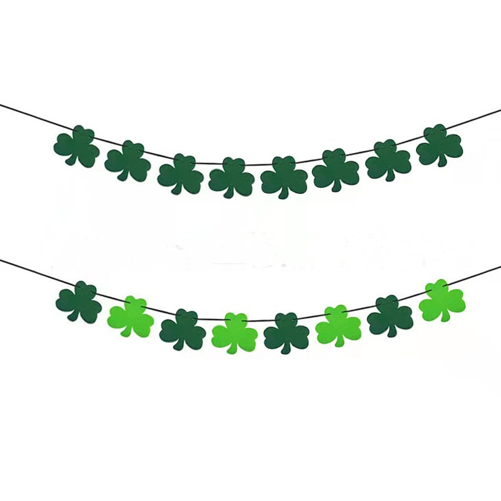 St Patricks Day Decorations, 2 Strings St Patricks Day Banner,Felt Shamrock Clover Garland Decorations,NO DIY Irish Party Supplies Ornament Bunting Banner Hanging Shamrock
