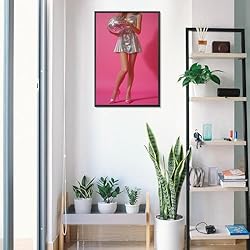Trendy Disco Ball Canvas Wall Art Funky Pink Preppy