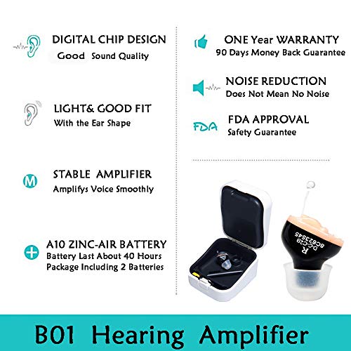 LAIWEN Hearing Amplifier Volume Control Invisible PSAP Noise Reduction CIC hearing Sound Amplifier for Adults Seniors