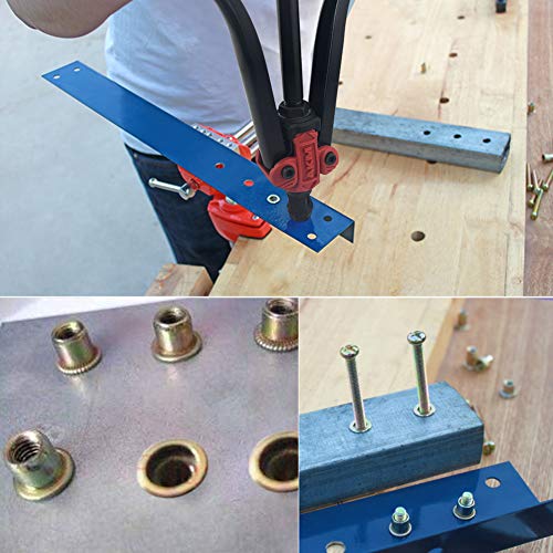 AKM 14-inch Rivet Nut Tool Hand Riveter Rivet Gun with Auto Pumping Rod Rivet Nut Setter Kit with 7Pcs Metric & Inch Mandrels,70Pcs Rivet Nut - Thumbnail 6