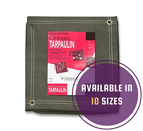 CCS CHICAGO CANVAS & SUPPLY Canvas Tarpaulin, Olive Drab, 12 by 20 feet