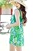 Chouyatou Women's One Piece Printed Mesh Beach Swim Dress Bow-Knot (XXX-Large, Blue)