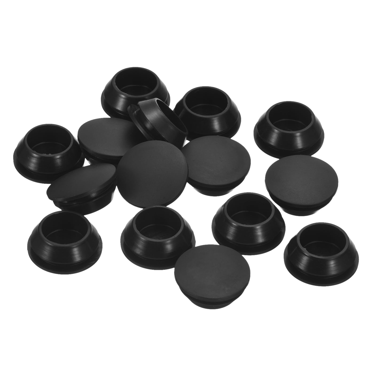 Photo 1 of uxcell 15Pcs Silicone Plugs, Rubber Round Snap in Locking Hole Plugs for 18-19mm Hole, Hole Stoppers Waterproof Hole Plug for Metal Tube, Furniture End Caps Inserts, Black