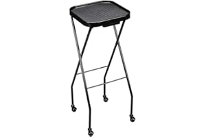 HOTLINE BEAUTY SF-001 | Folding Salon Tray | Tray Station Black on Wheels | Hair Salon Accessories