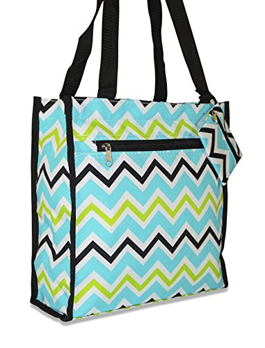Ever Moda Travel Tote Bag 12-inch Collection (Chevron Multi Green)