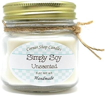 Unscented Soy Candle Jar. Clean Burning. 6oz or 12oz net wt.