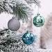 Valery Madelyn Christmas Tree Decorations Set, 50ct Light Blue Silver Shatterproof Christmas Ball Ornaments Bulk, 2.36 Inches Hanging Ornaments for Xmas Valentine St. Patrick's Day Mardi Gras Holiday