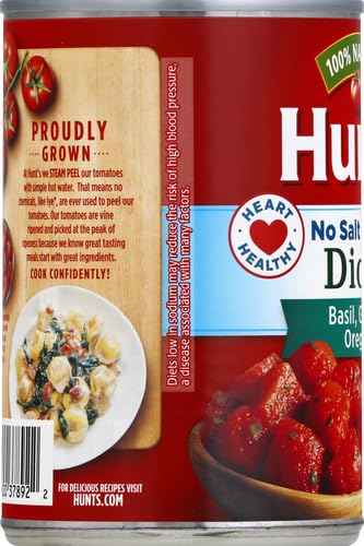 HUNT’S DICED NO SALT ADDED BASIL GARLIC & OREGANO TOMATOES, 14.5 OZ