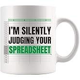 I'm Silently Judging Your Spreadsheet Accounting Gifts Accountant Data Analyst Bookkeeper Researchers CPA Dad Mom Wife Husband Coworker Boss Drinkware Ceramic Mug White 11 oz