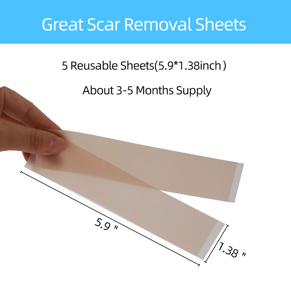 Professional Soft Silicone Scar Sheets, Prevents & Treats All Scars, Soften and Flattens Scars Resulting from C-section, Surgery, Injury, Burns, Acne, 5.9"×1.38", 5 Sheets(5 Months Supply)… : Beauty