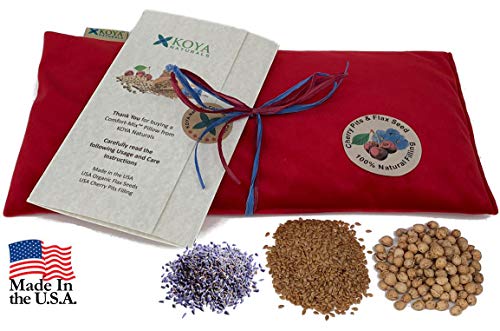 KOYA Naturals Soft Velvet Flax Seed, Lavender & Cherry Pit/Stone Pillow Heating Pad Microwavable - Moist Heat Pack Pad for Neck, Muscles, Joints, Stomach Pain, Menstrual Cramps (Red) - Thumbnail 2