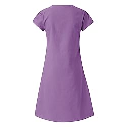 Women's Summer Cotton Linen Dress Loose V-Neck