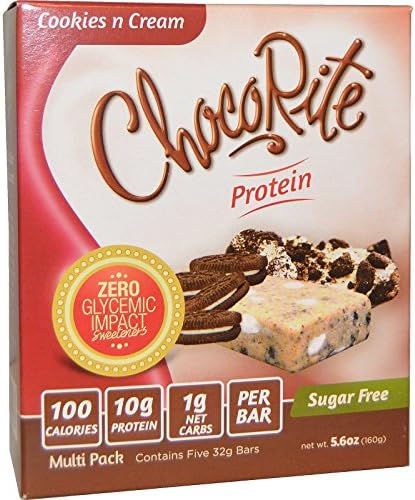 HEALTHSMART FOODSInc., ChocoRite Cookies n Cream Bars, 5 protein bars, 5.6 oz (32 g) Each - 2pc