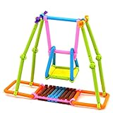 Babrit DIY 240 Pieces Bar Building Toy Different Shaped Interlocking Building Blocks 3D Puzzle Smart Stick Plastic Blocks Educational Toy