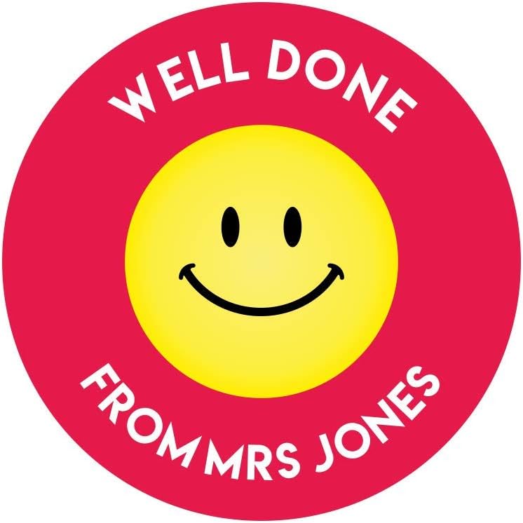 Customisable Smile Well Done Stickers for Teachers, Parents & Schools