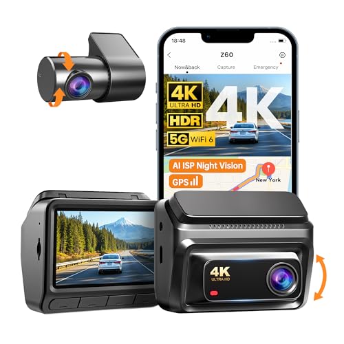 DDPAI Dash Cam for Cars, 4K+1080P Front and Rear Dashcam, Dual HDR Dash Camera, 5G WiFi6, 2K/60FPS, 3" IPS, GPS, AI ISP Night Vision, 24H Parking Monitor, ADAS, G-Sensor, Max Support 512G, Z60 2026