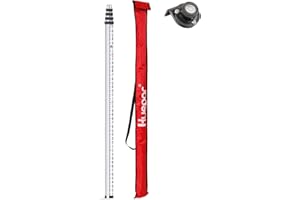 Huepar 16 - Foot Aluminium Grade Rod -8ths 5 Sections Telescopic with Bubble Level - Waterproof Soft Carrying Bag Included GR5