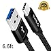 USB Type C Cable,PowerMan USB 3.0 Type-C Nylon Braided 6.6' USB C Cable Fast Charger Cord for Samsung Galaxy S8,LG G5 G6 V20,ChromeBook Pixel,Nintendo Switch,Black