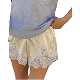 Women Satin Lace Shorts Elastic Waist Silk Shorts Y2k Mini Pettipants Coquette Micro Bottoms Lounge Sleepwear