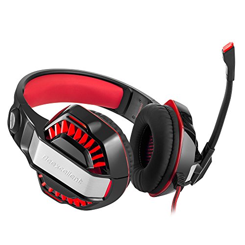 STOGA GM-2 Gaming Headphones, 3.5mm PS4 Gaming Headset Over-the-Ear Noise Isolating,Breathing LED Light with Mic for PC Gamers (Black & Red)