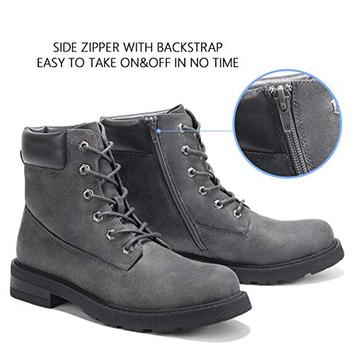 GM GOLAIMAN Combat Motorcycle Boots-Lace Up Zip Boot for Men Work Military Tactical Hiking 11 M US, 66 Grey - Thumbnail 4