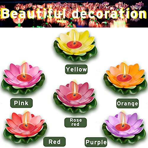12 Pieces Lotus Floating Lanterns Floating Candles Light Artificial
