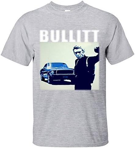 XTOTO Men's Steve McQueen Bullitt Classic Film Various Cool T-shirts grey XL