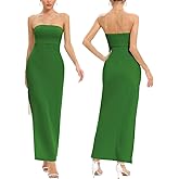 JLCNCUE Women's Tube Strapless Maxi Dress Side Slit Bodycon Dresses Sleeveless Off Shoulder Backless Cocktail Dress 295