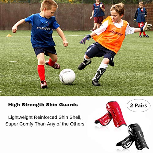 image for Kalovin 2 Pairs Youth Soccer Shin Guards, Kids Soccer Shin Pads, Light