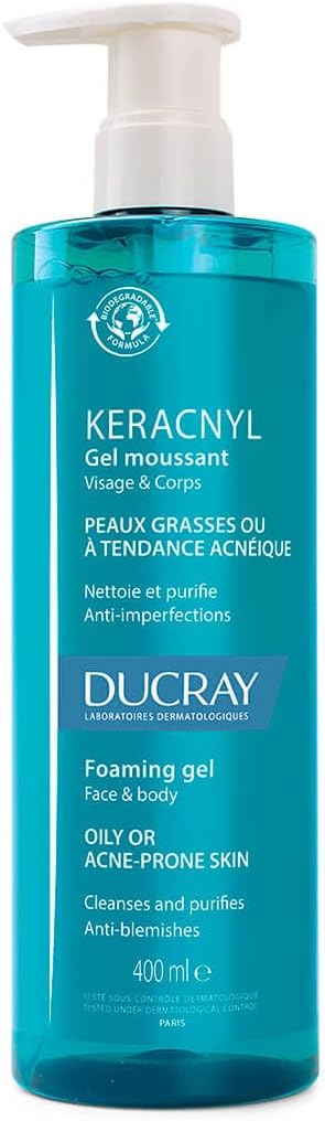 Ducray Keracnyl Face Body Cleansing Gel 400ml Acne Prone Skin Gentle Wash