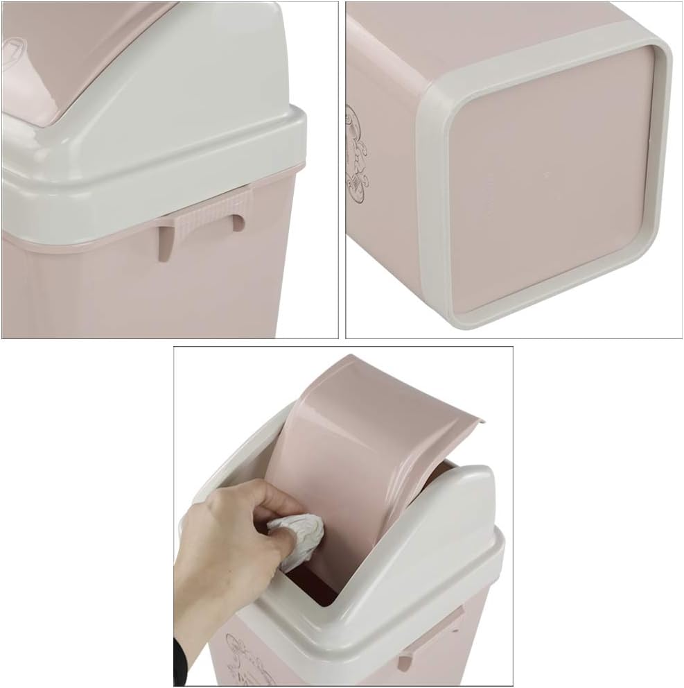 Annkky 15 L Small Bathroom Bins with 2 Rolls Bin Liners, Plastic Swing Dustbin with Lid (Pink) - Image 3