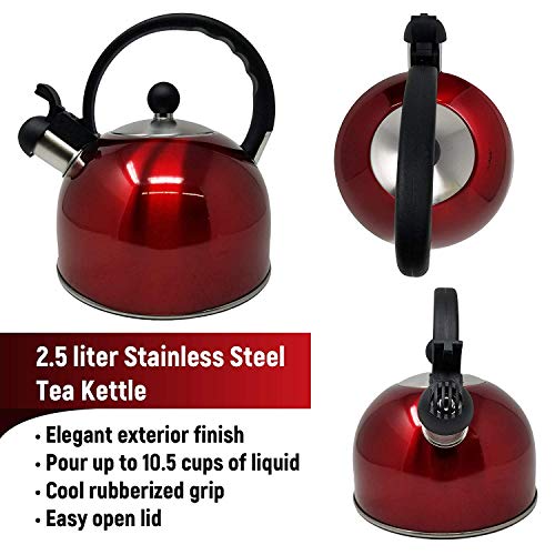 2.5 Liter Whistling Tea Kettle Modern Stainless Steel Whistling Tea