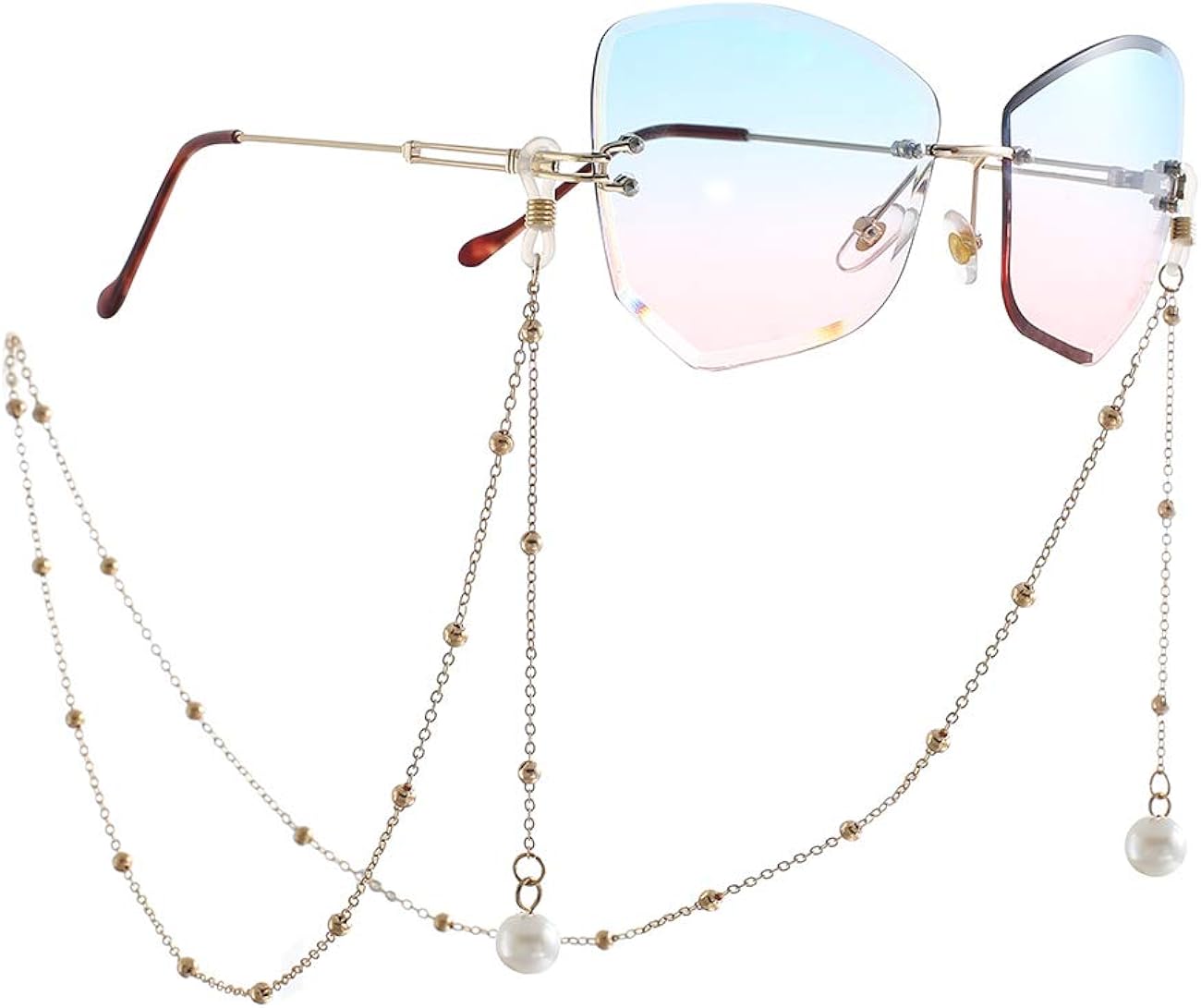 Gold Pearl Eyeglasses Chain for Women, Sunglass Strap, Eyewear Chain