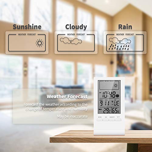 ELEHOT Indoor Digital Room Thermometer Hygrometer Accurate Temperature Gauge Humidity Monitor with Alarm Clock Calendar LCD Display for Home Office Use - Thumbnail 6