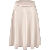 EIMIN Women's Basic Versatile Stretchy Flared Casual Midi Skater Skirt (S-3XL)