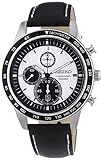 Seiko White Dial Chronograph Black Leather Mens Watch SNDD93