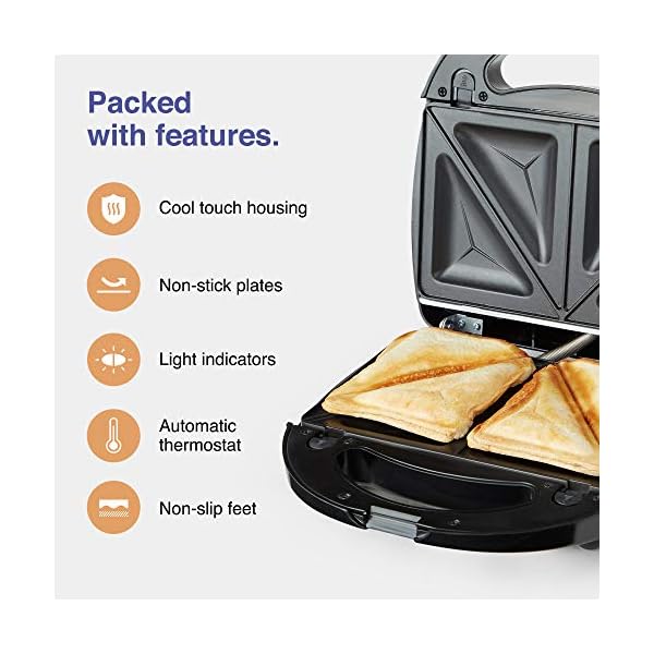 VonShef-3-in-1-Sandwich-Toaster-Waffle-Maker-Grill-Dual-Plate-Press-for-Toasties-Paninis-Snacks-Easy-to-Use-Clean-Non-Stick-Interchangeable-Plates-Compact-Portable-Size--Black-700W VonShef Waffle Maker 3 in 1 – Sandwich Toaster, Panini Press, Waffle Iron with Non-Stick Easy Clean Removable Plates…