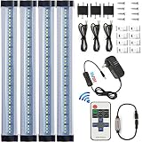 LXG 12in Dimmable LED Under Cabinet Lighting, 12W 5000K Daylight 1000LM, Clear Cover Led Strips,11key Remote Control,4 Pack