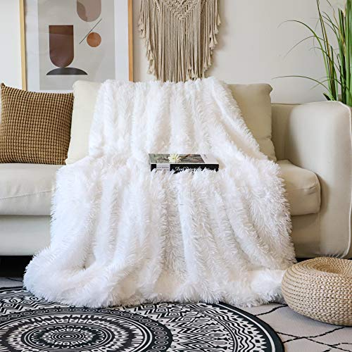 Decorative Extra Soft Faux Fur Blanket Queen Size 78" x 90",Solid