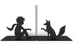ESGO Little Prince Bookends, Bookends for Shelves, Book Ends for Office, Modern Bookends for Desk and Bookshelves, Metal bookends, Heavy Duty Metal Black Bookend Support, Creative Book Ends.